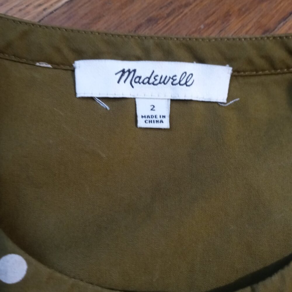 MADEWELL ruffle-sleeve button-front mini dress in polka dot (sz2) - Picture 11 of 14